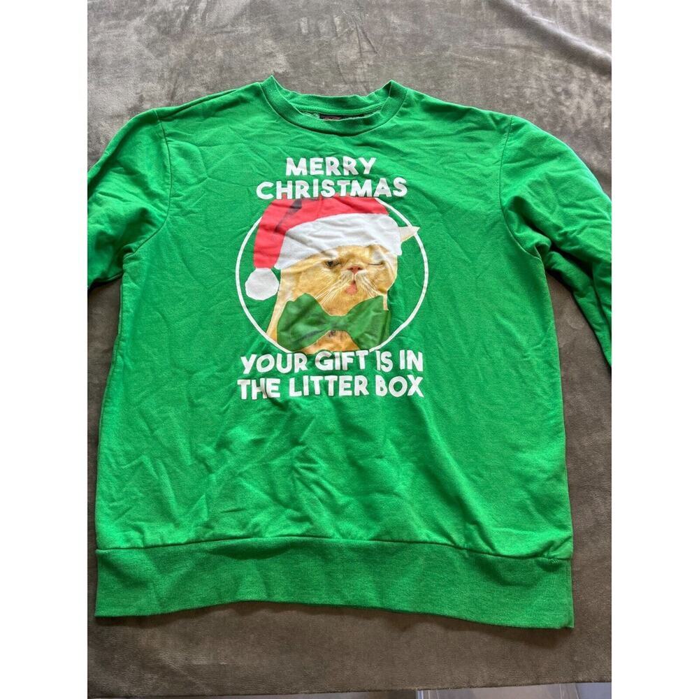Funny Christmas Cat Graphic shirt Your Gift Is‎ In The Litter Box Adult Medium